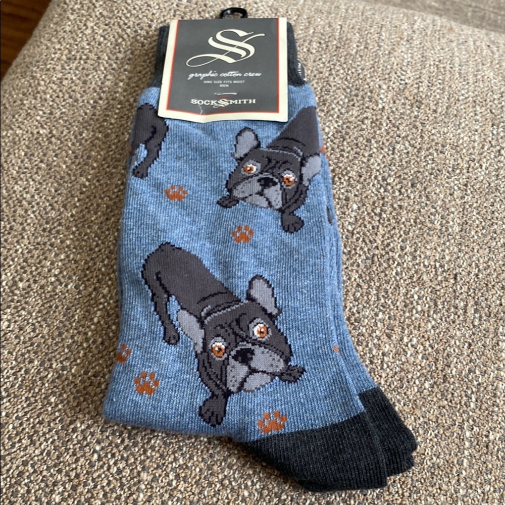 Socksmith Blue French Bulldog Graphic Crew Socks
